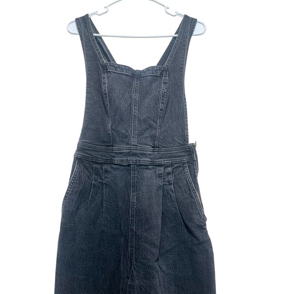 Madewell Tapered Ballon Overall Jumpsuit Womens 6 Black Denim Cross Back Casual - Picture 7 of 16